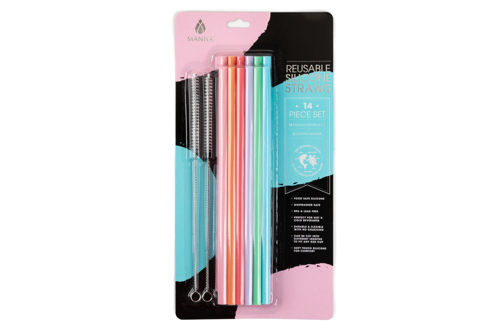 14-Piece Silicone Straw & Straw Cleaner Set