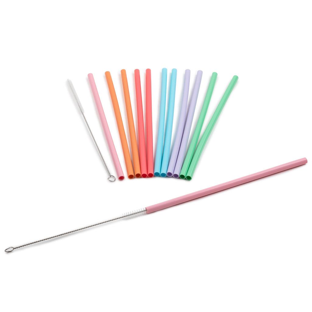 14-Piece Silicone Straw & Straw Cleaner Set