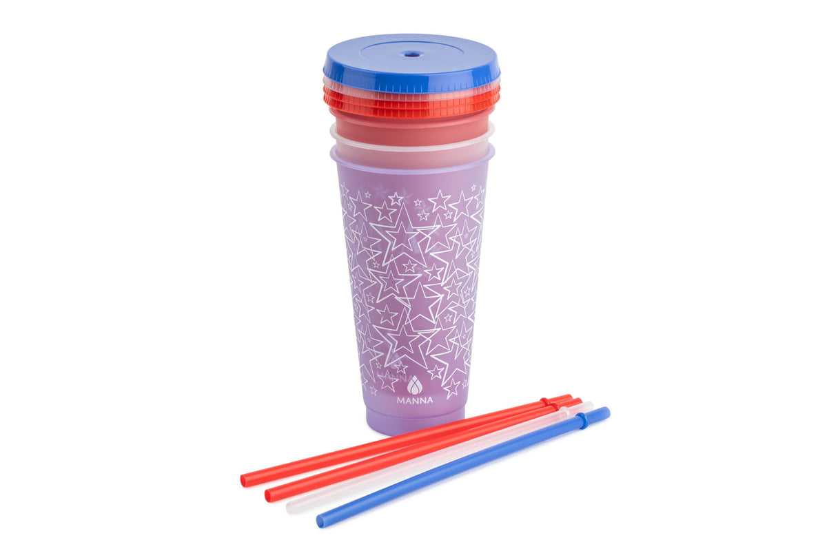 4PK 24 oz Patriotic Color Changing Cups